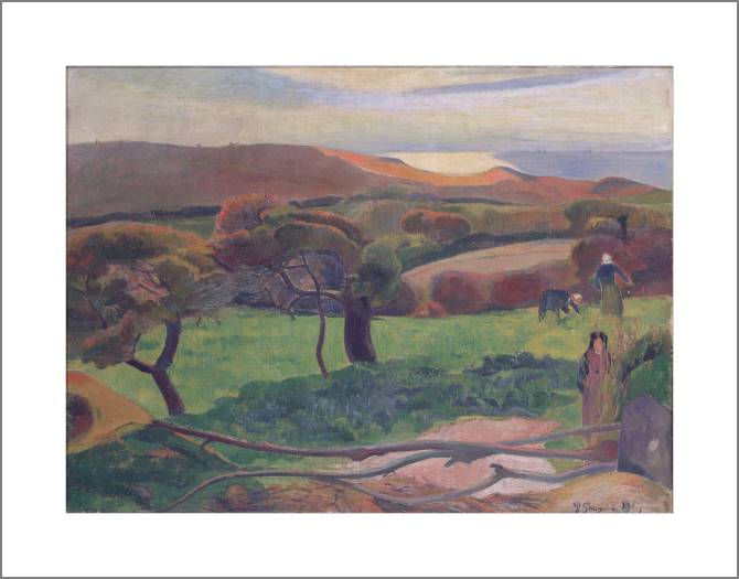 Картины, фото с паспарту Paul Gauguin Landscape from Bretagne