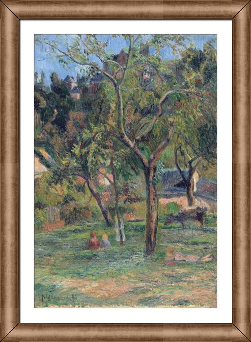Картины в рамке, багете Paul Gauguin An Orchard under the Church of Bihorel