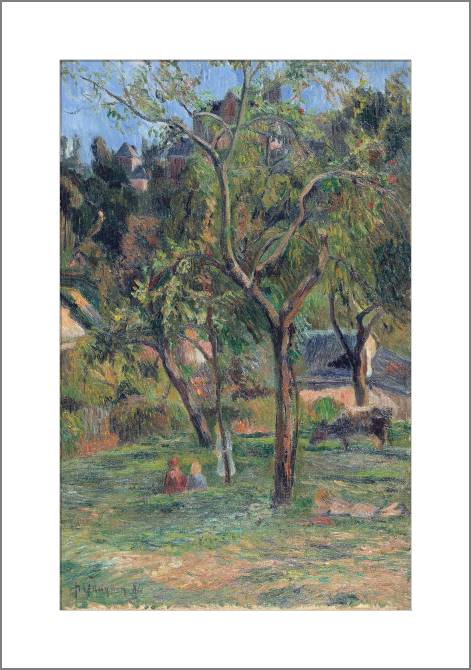 Картины, фото с паспарту Paul Gauguin An Orchard under the Church of Bihorel