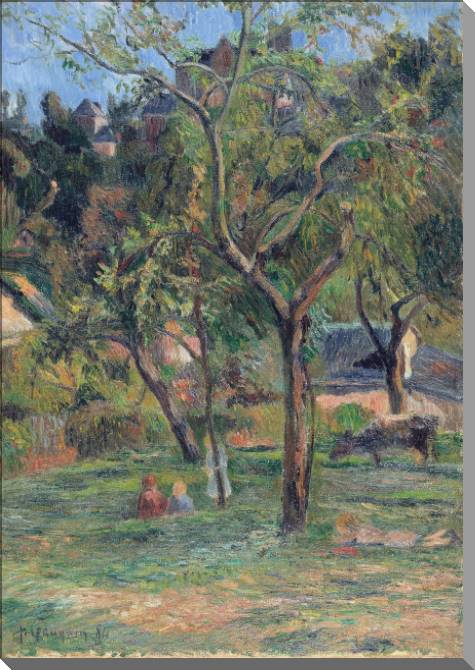 Купить и печать на заказ Картины на холсте Поль Гоген An Orchard under the Church of Bihorel