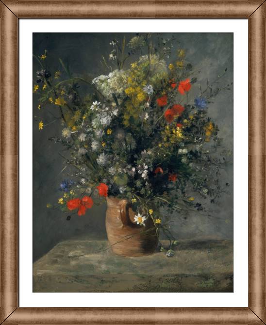 Картины в рамке, багете Pierre Auguste Renoir Flowers in a Vase