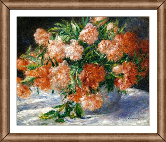 Framed and baguette paintings Pierre Auguste Renoir Peonies