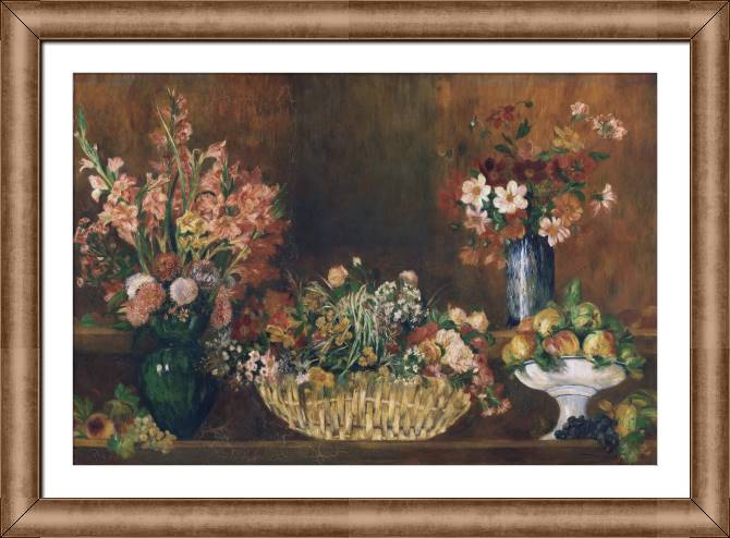 Картины в рамке, багете Pierre Auguste Renoir Still Life with Flowers and Fruit
