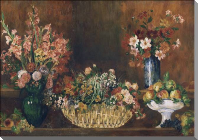 Купить и печать на заказ Картины на холсте Пьер Огюст Ренуар Still Life with Flowers and Fruit
