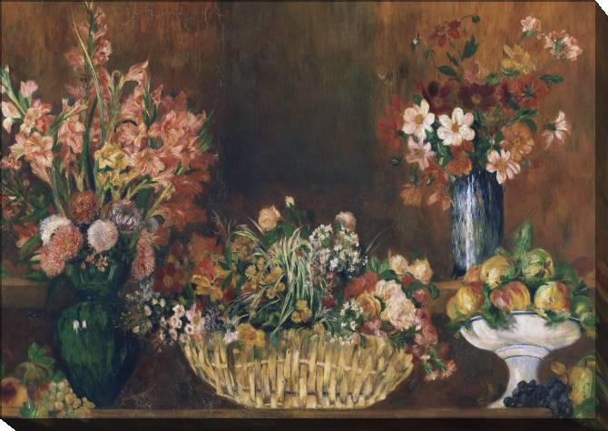 Купить и печать на заказ Картины на холсте Пьер Огюст Ренуар Still Life with Flowers and Fruit