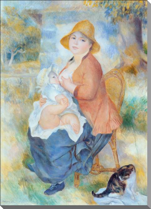 Купить и печать на заказ Картины на холсте Пьер Огюст Ренуар Motherhood (also known as Woman Breast Feeding Her Child)