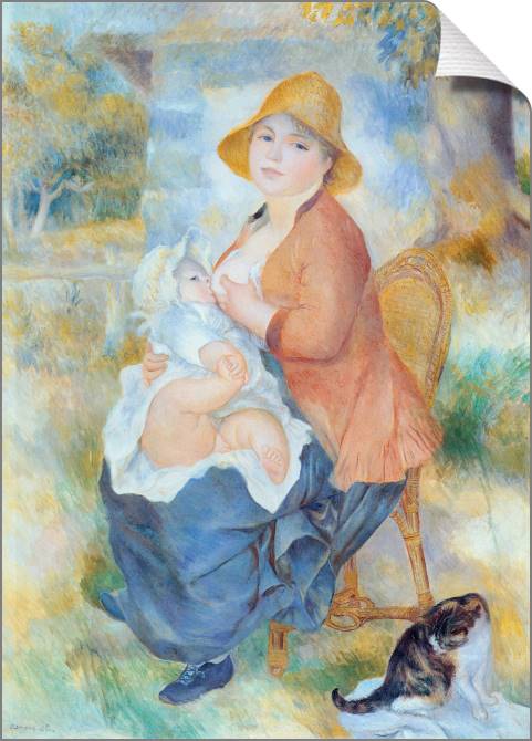 Картины на холсте Pierre Auguste Renoir Motherhood (also known as Woman Breast Feeding Her Child)