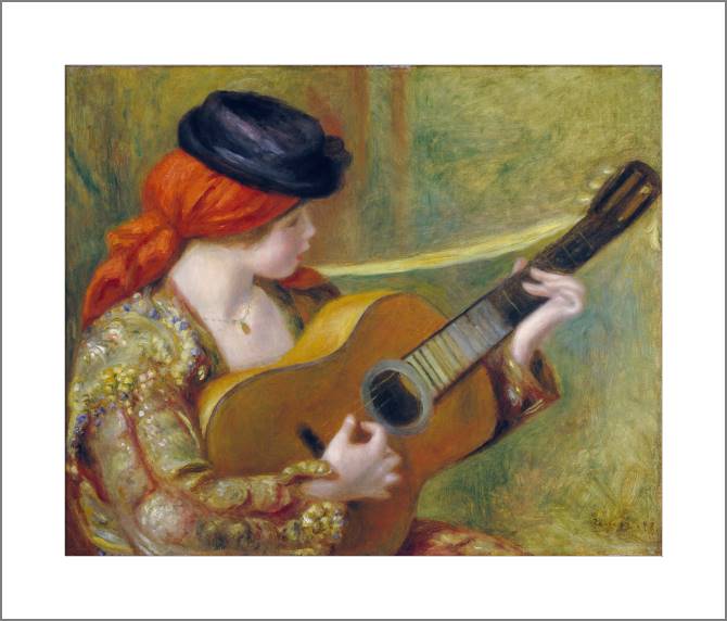 Купить и печать на заказ Картины, фото с паспарту Пьер Огюст Ренуар Young Spanish Woman with a Guitar