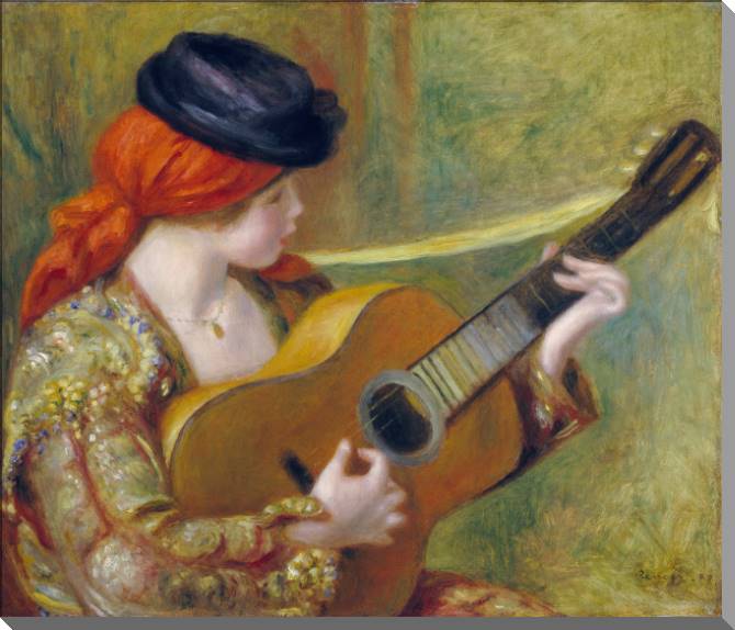 Купить и печать на заказ Картины на холсте Пьер Огюст Ренуар Young Spanish Woman with a Guitar