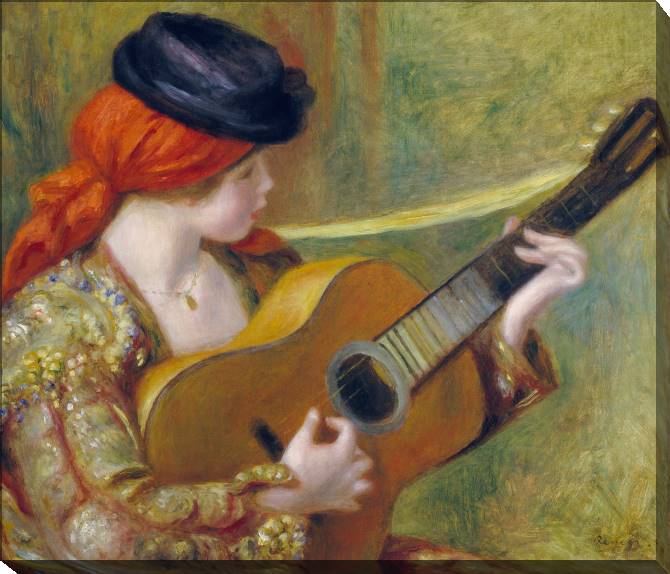 Купить и печать на заказ Картины на холсте Пьер Огюст Ренуар Young Spanish Woman with a Guitar