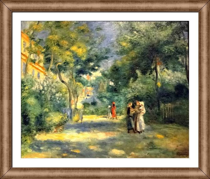 Framed and baguette paintings Pierre Auguste Renoir Figures in a Garden of Montmartre