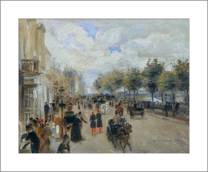 Купить и печать на заказ Картины, фото с паспарту Пьер Огюст Ренуар Paris, the Quay of Malaquais