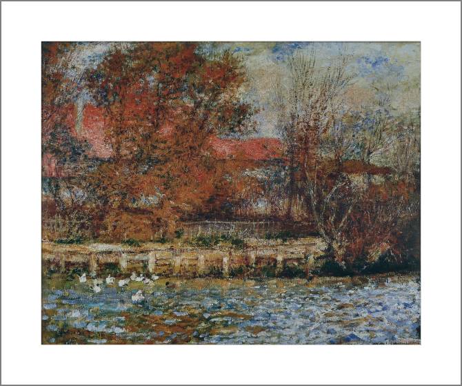 Картины, фото с паспарту Pierre Auguste Renoir The Duck Pond
