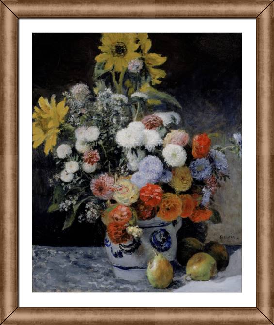 Framed and baguette paintings Pierre Auguste Renoir Mixed Flowers in an Earthenware Pot