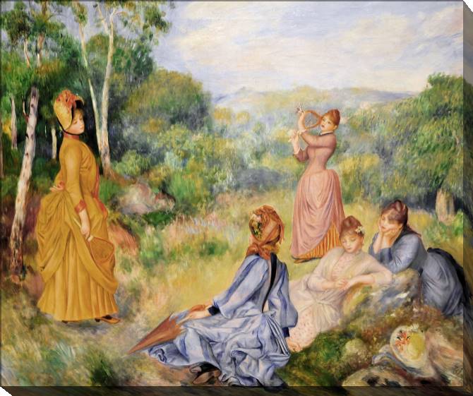 Картины на холсте Pierre Auguste Renoir Young Ladies Playing Badminton