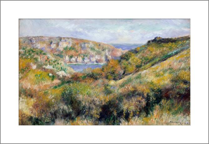 Картины, фото с паспарту Pierre Auguste Renoir Hills Around Moulin Huet Bay, Guernsey