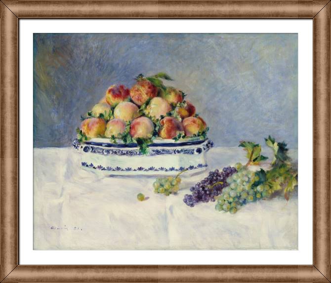 Картины в рамке, багете Pierre Auguste Renoir Still Life with Peaches and Grapes