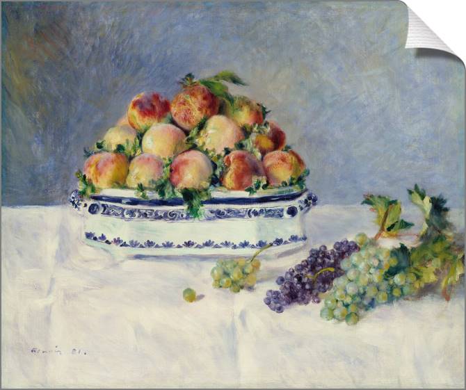 Картины на холсте Pierre Auguste Renoir Still Life with Peaches and Grapes