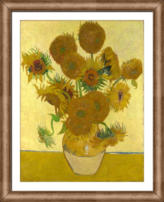 Framed and baguette paintings Vincent van Gogh Vase with Fifteen Sunflowers