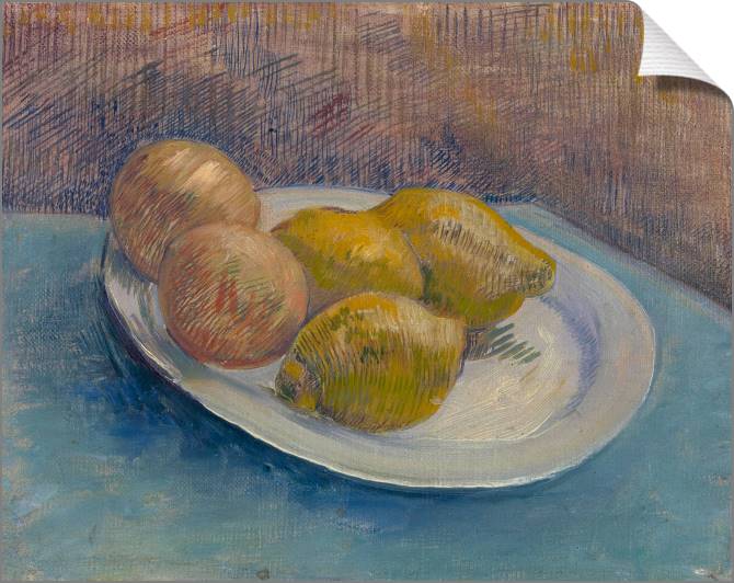 Купить и печать на заказ Картины на холсте Натюрморт с лимонами на тарелке