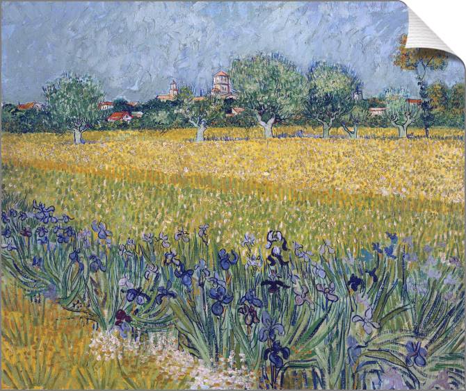 Купить и печать на заказ Картины на холсте Вид на Арль с ирисами