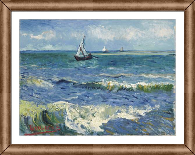 Framed and baguette paintings Vincent van Gogh Seascape at Saintes-Maries