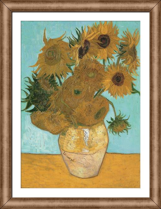 Картины в рамке, багете Vincent van Gogh Vase with Twelve Sunflowers