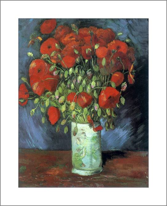 Купить и печать на заказ Картины, фото с паспарту Ваза с красными маками