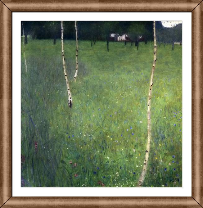 Картины в рамке, багете Gustav Klimt Farmhouse with Birch Trees