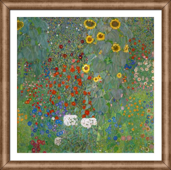 Картины в рамке, багете Gustav Klimt Garden With Sunflowers 2
