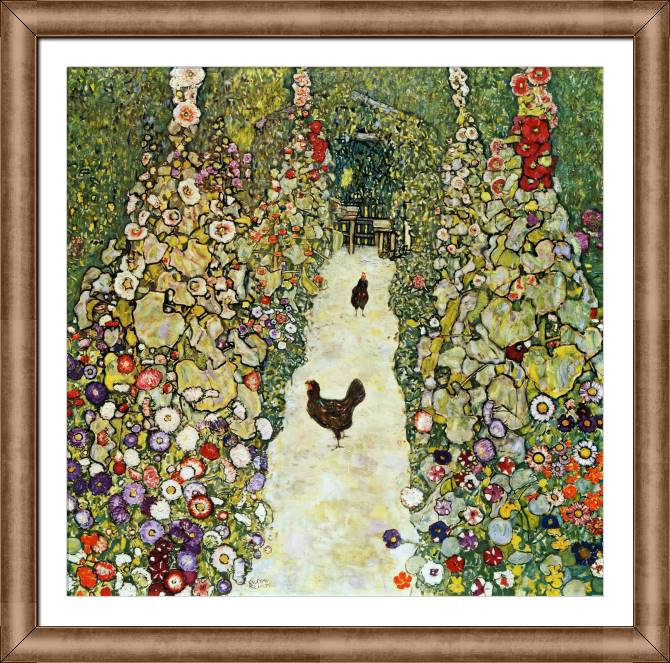 Картины в рамке, багете Gustav Klimt Garden Path with Hens