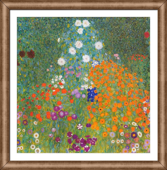 Картины в рамке, багете Gustav Klimt Garden With Sunflowers