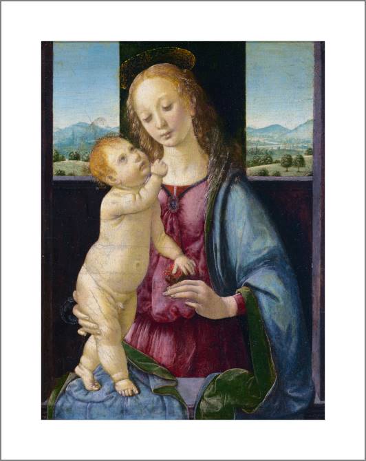 Купить и печать на заказ Картины, фото с паспарту Мадонна с гранатом