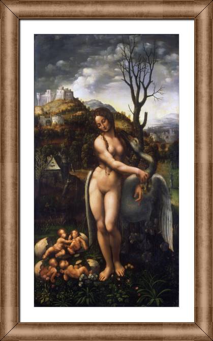 Картины в рамке, багете Leonardo da Vinci Leda and the Swan (Francesco Melzi)
