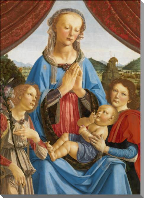 Купить и печать на заказ Картины Мадонна с младенцем и двумя ангелами