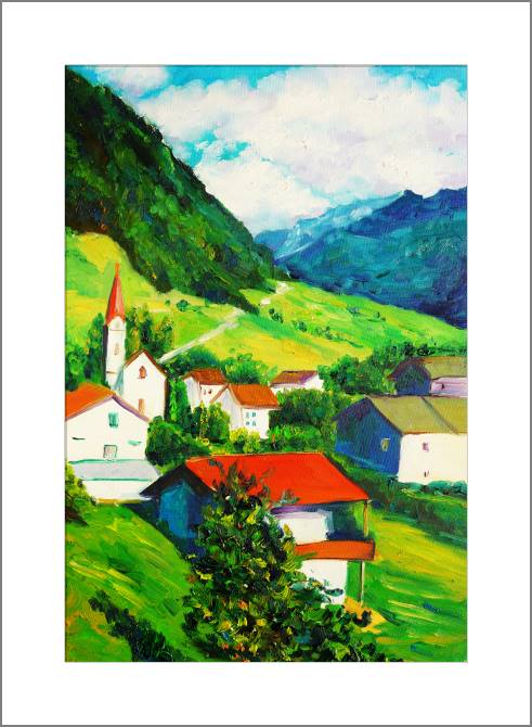 Купить и печать на заказ Картины, фото с паспарту Вид на горы