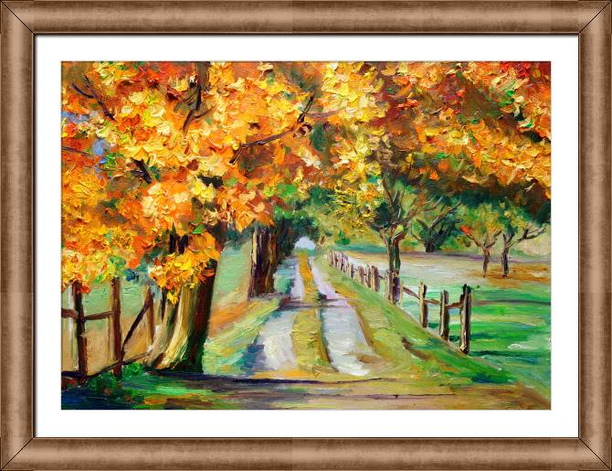 Картины в рамке, багете Road in autumn