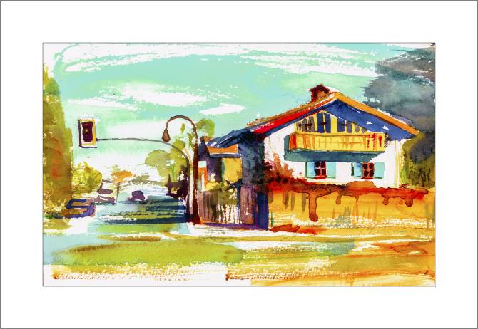 Купить и печать на заказ Картины, фото с паспарту Красочная улица