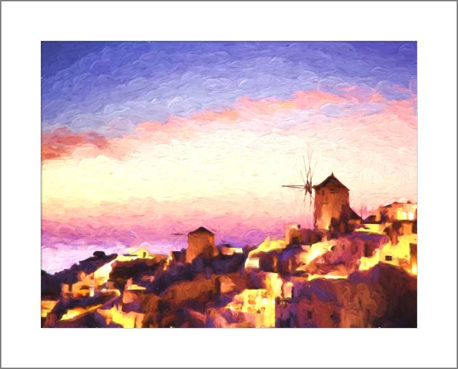 Купить и печать на заказ Картины, фото с паспарту Город с Мельницей