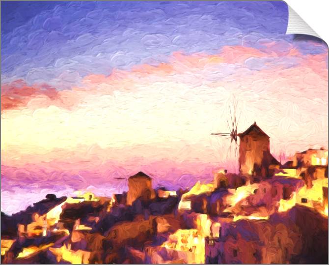 Купить и печать на заказ Картины на холсте Город с Мельницей