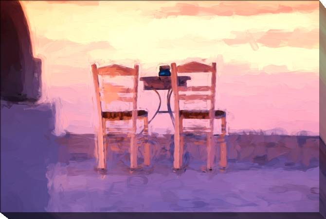 Paintings on canvas On the terrace