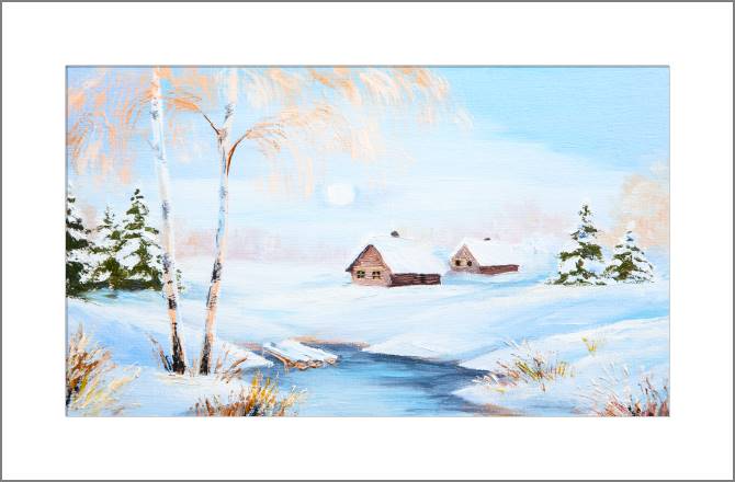 Купить и печать на заказ Картины, фото с паспарту Зимнее солнце