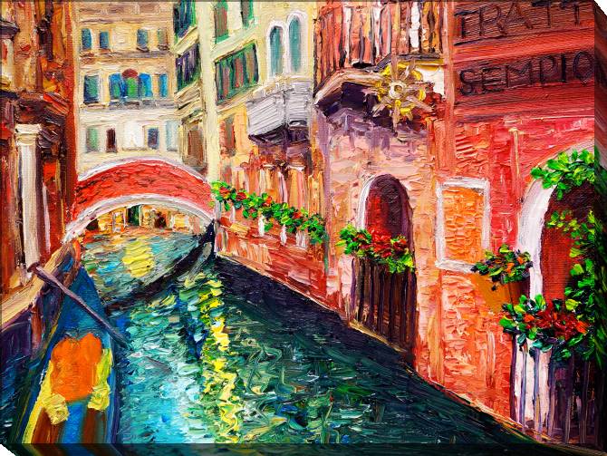 Paintings on canvas Canal and bridge in Venice