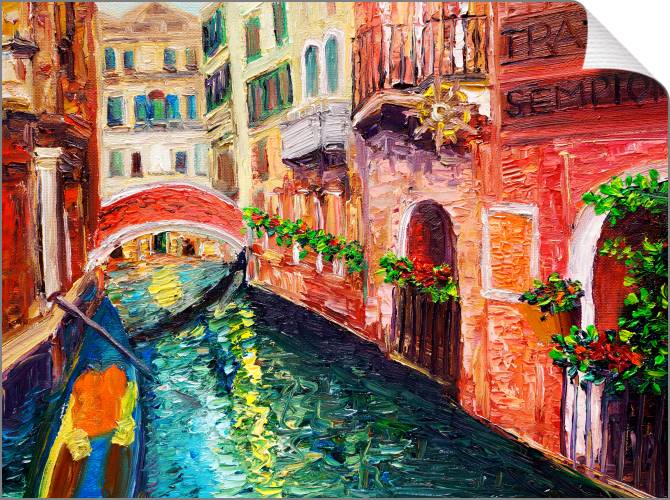 Купить и печать на заказ Картины на холсте Канал и мост в Венеции