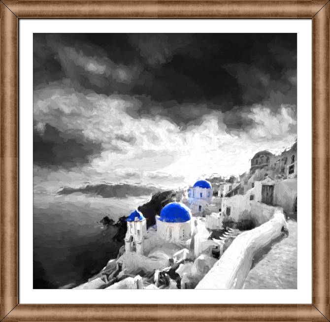Картины в рамке, багете Sea view from Santorini