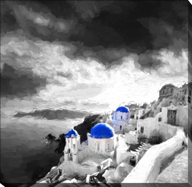 Купить и печать на заказ Картины на холсте Вид на море с острова Санторини