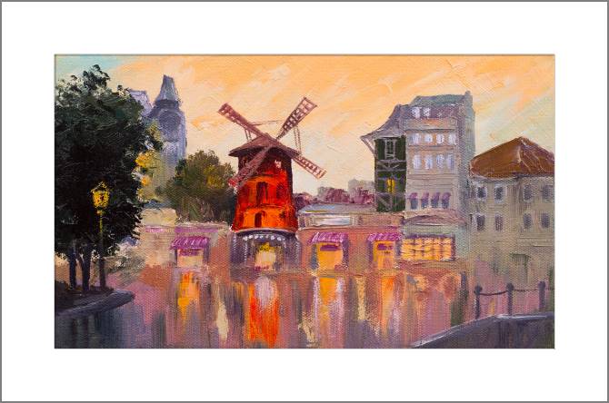 Купить и печать на заказ Картины, фото с паспарту Мулен Руж