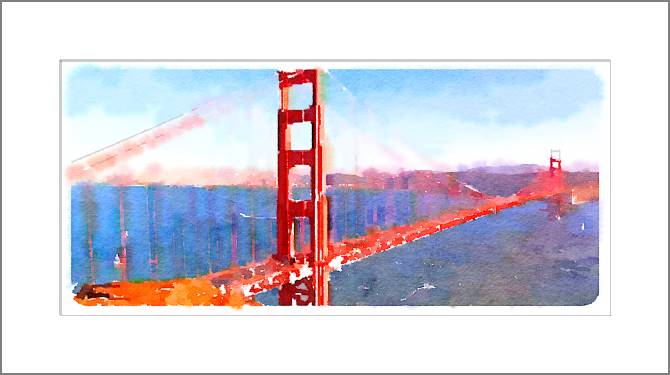 Купить и печать на заказ Картины, фото с паспарту Мост Золотые Ворота в Сан-Франциско