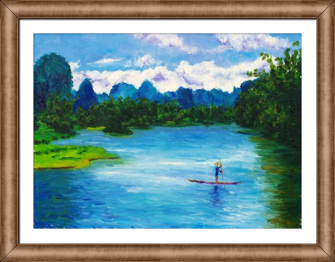 Картины в рамке, багете River landscape