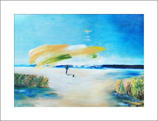 Купить и печать на заказ Картины, фото с паспарту Прогулка по пляжу